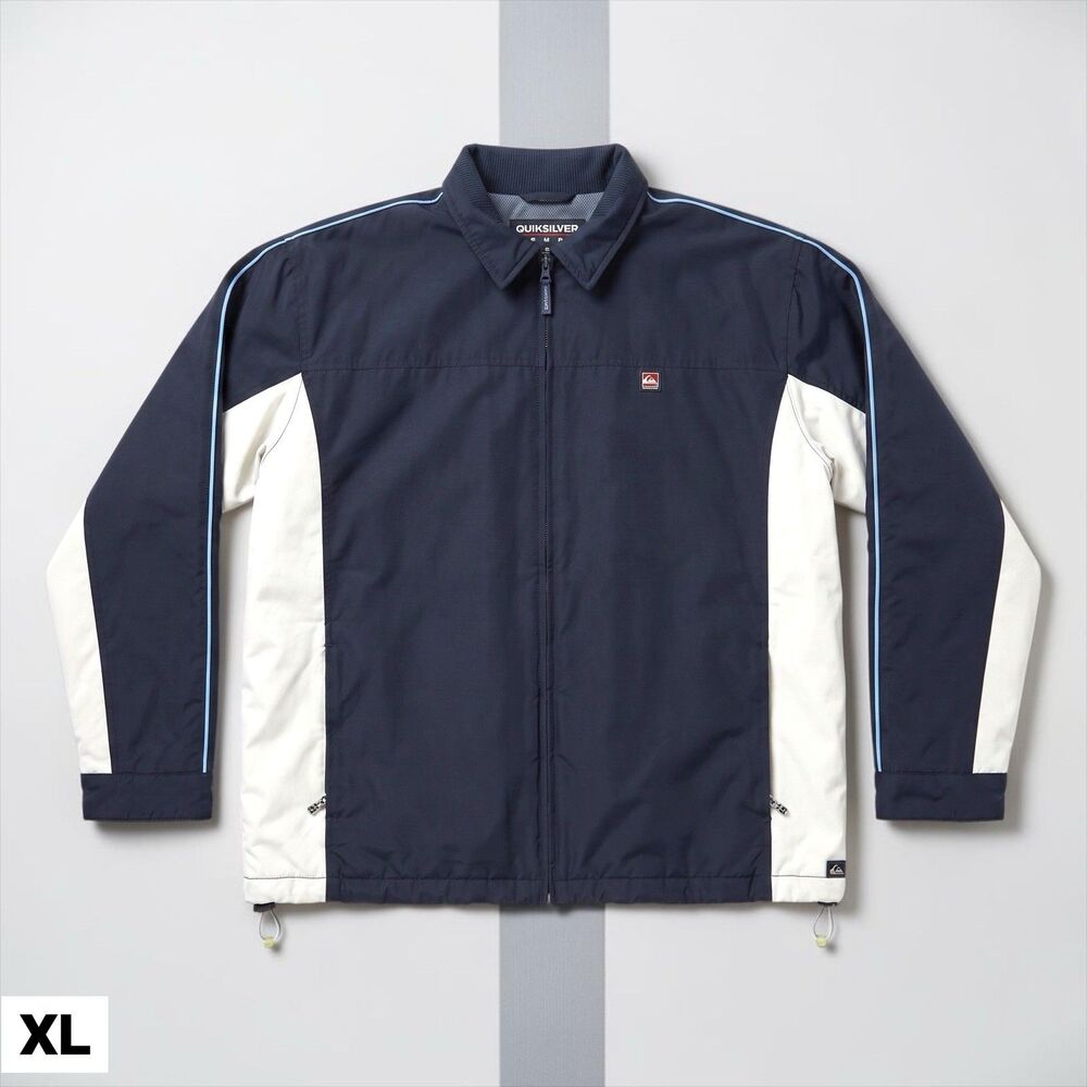 Vintage Quiksilver Colorblock Windbreaker Jacket Navy White Gray XL Lightweight